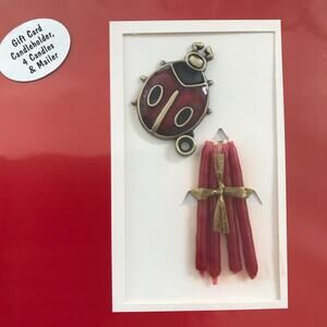 Greeting Cards 4 Set Lady Bug Candle Holders with Tiny Candles